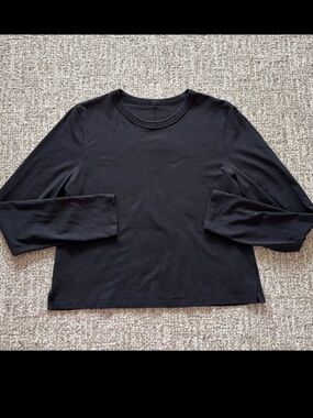 Classic-Fit Cotton Blend Long Sleeve Tee, Black, 6